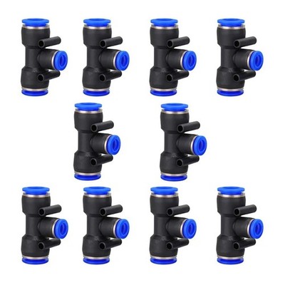 1/4'' OD Push to Connect Tee Fitting 3 Way T Shape Quick Push Lock Adapter (Pa...