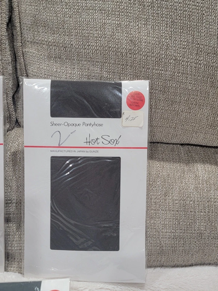 Lote De 3 Pantimedias Hot Sox Transparente-Opacas Marrón Oscuro Y Gris Talla Única 1983 GUNZE Foto 3 de 4