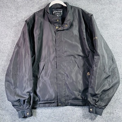 Footjoy Dryjoy Golf Jacket Men XL Black Lined Detachable Sleeves Water Resistant
