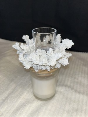 Partylite White Coral Taper Candle Stick Holder Beach Coastal P9322