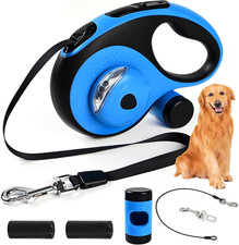 Heavy Duty Retractable Dog Leash for Large Dogs, 26Ft Dog Leash with Poop Bag Ho