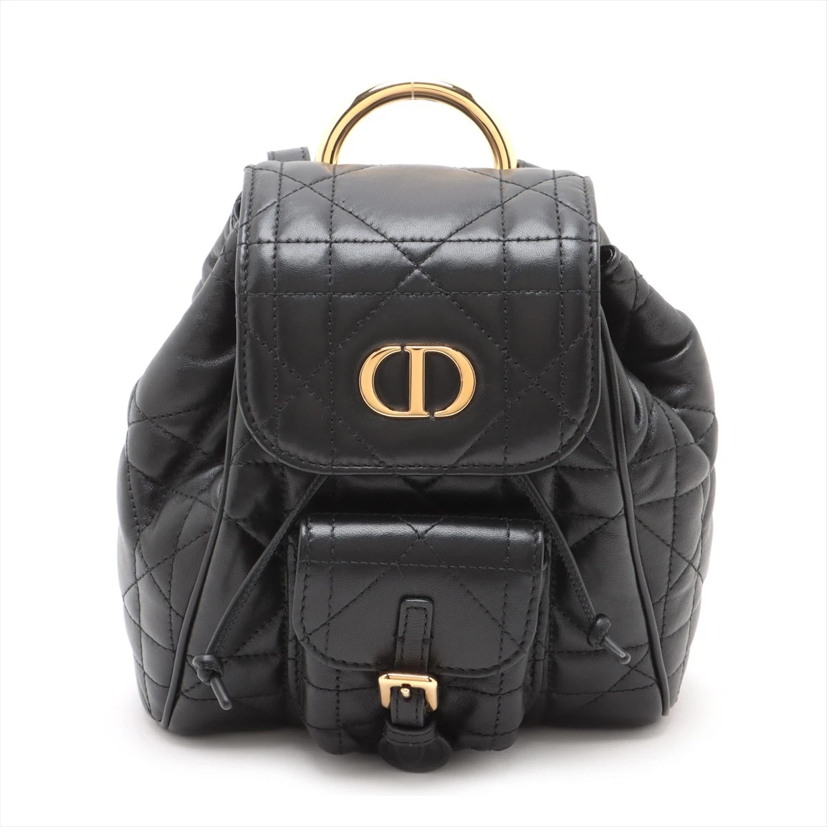 Sac à dos Christian Dior Cannage en cuir noir