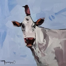 Playful Chianina Cow Ranch Core Aesthetic Canvas Art PRINT Artist Jose Trujillo