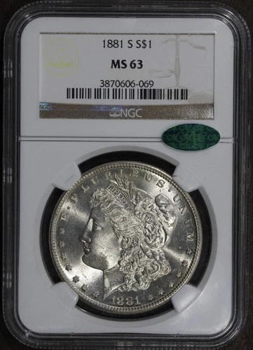 1881-S (MS63 CAC) Morgan Silver Dollar $1 NGC - PREMIUM QUALITY