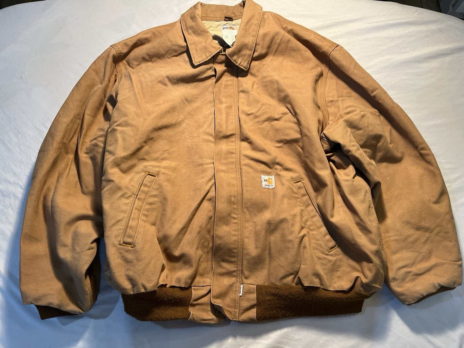 Vintage Carhartt Men's 3XL Brown Fire-Resistant Lined Work Bomber Jacket