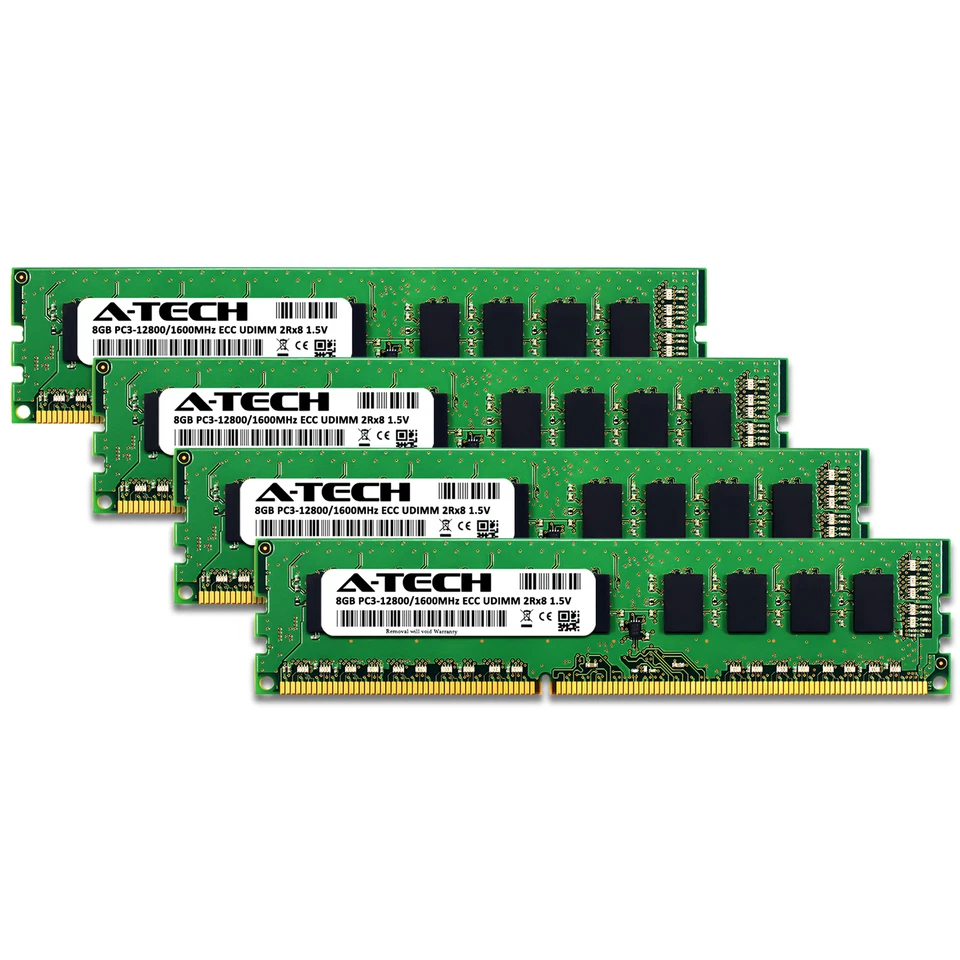 32GB 4x 8GB PC3-12800E ECC UDIMM Dell PowerEdge T110 II Memory RAM - Image 2 of 2