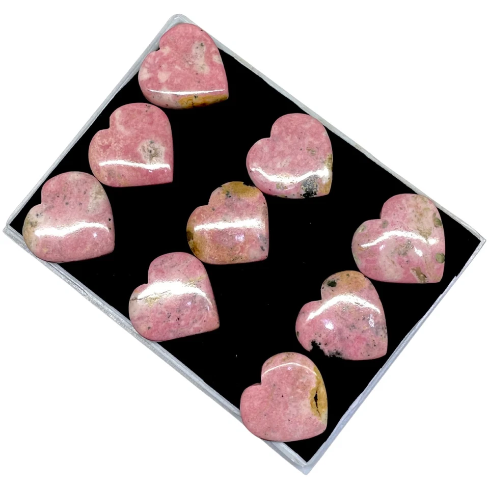9 Pcs Natural Rhodonite 27-29mm Heart Shape Loose Cabochon Gemstones 430.70 Cts - Image 4 of 4