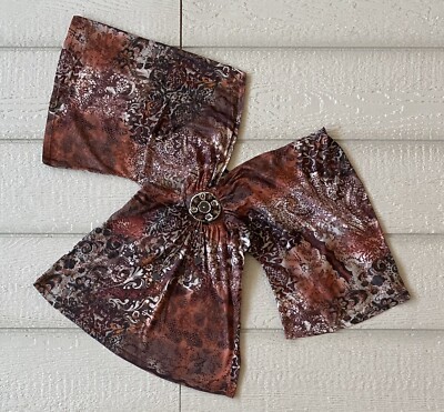 Boston Proper Bohemian Belted Blouse Paisley Brown Orange Size Small
