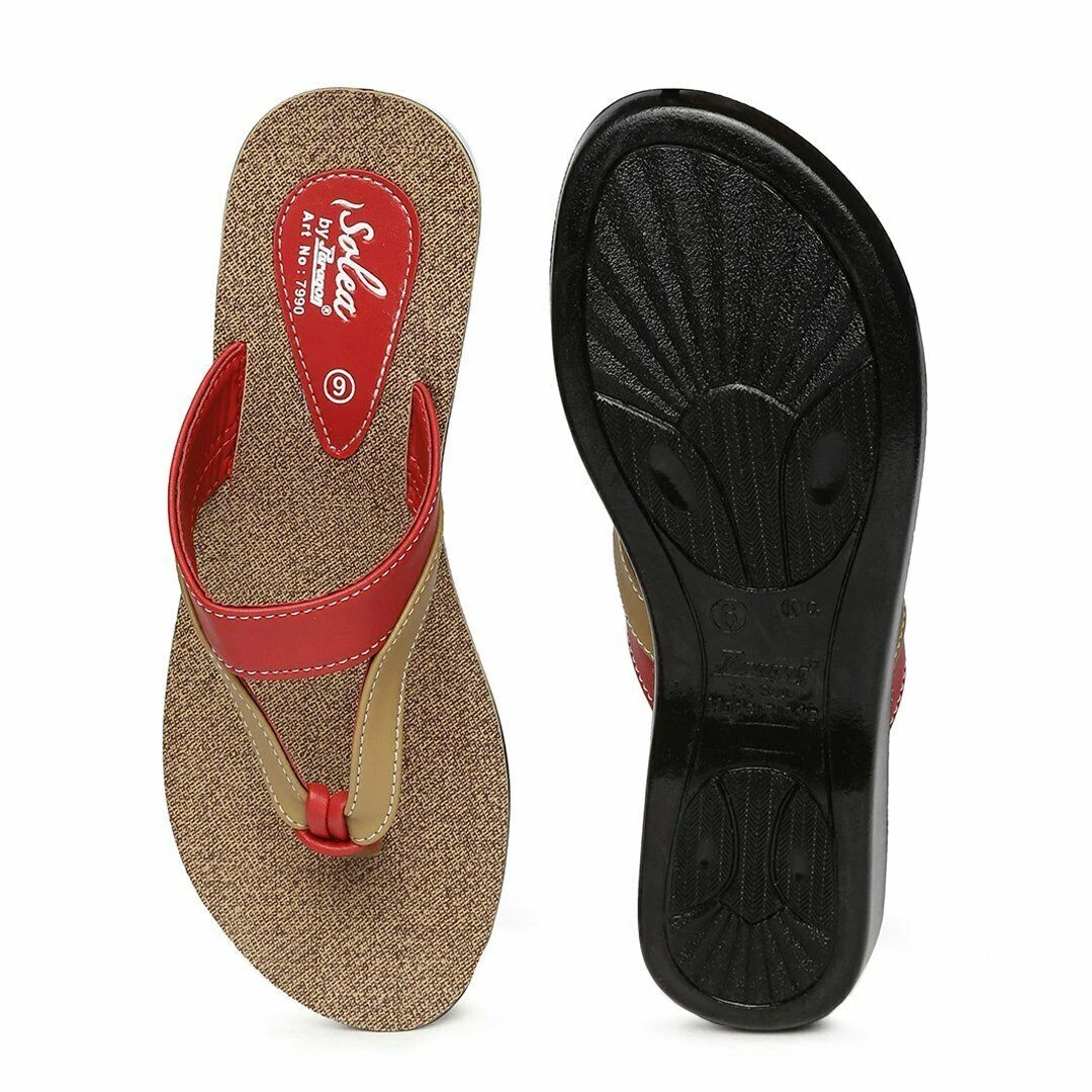 PARAGON SOLEA Women s Red Blue Fashioned V strap Flip Flops Medium Western heel