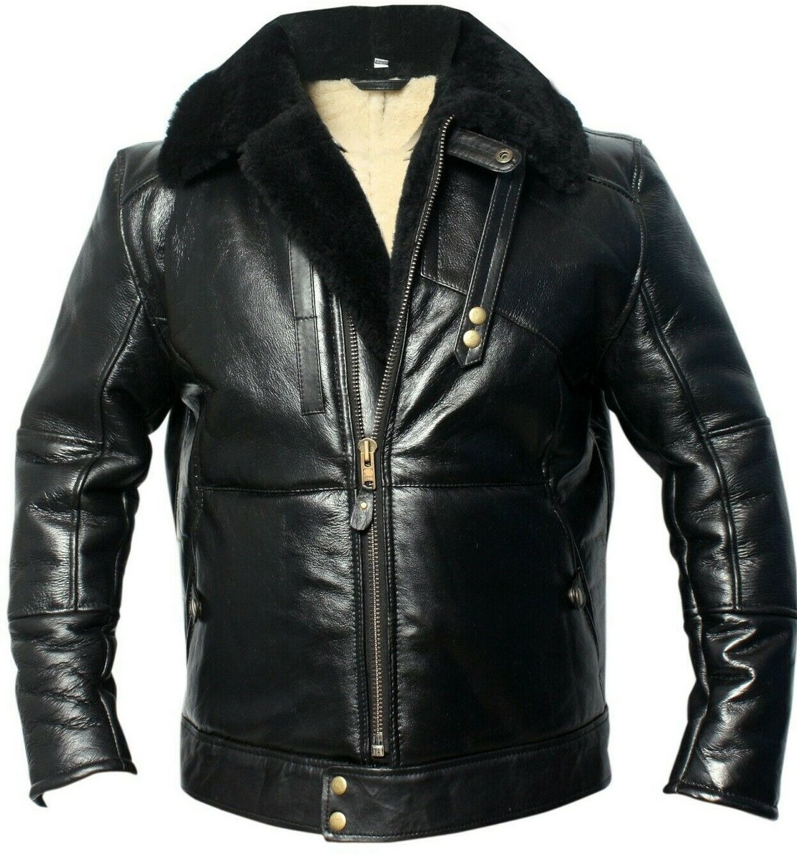German Luftwaffe KANALJACKE Black Bomber Shearling Sheepskin German Luftwaffe KANALJACKE Black Bomber Shearling Sheepskin