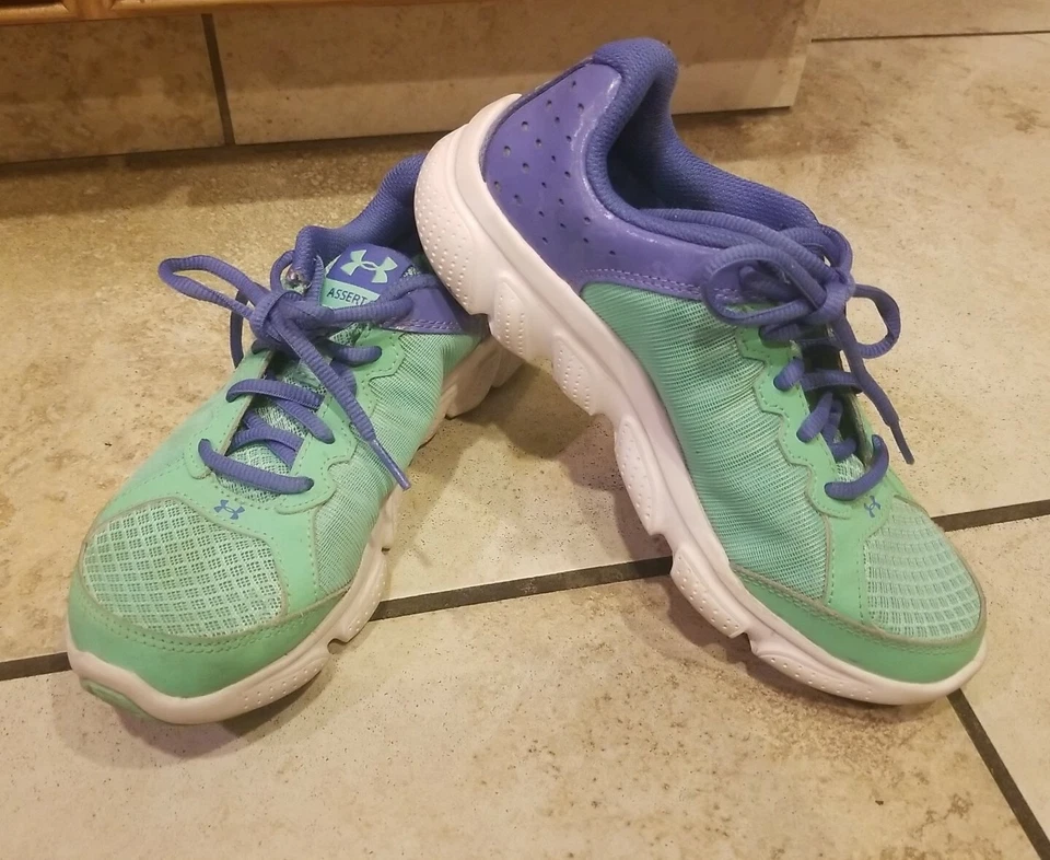 Under Armour Assert 6 Micro G Girl's Athletic Sneakers Purple Green Size 4.5Y  - Image 2 of 4