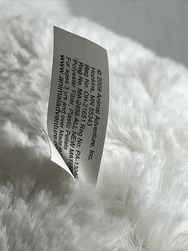 Juguete de peluche Polar Bear Animal Adventure 2009 invierno 14" largo blanco y azul - Imagen 5 de 7
