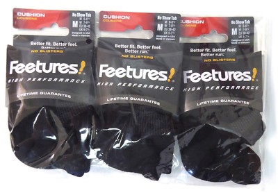 3 Pairs Feetures High Performance Cushioned No-Show Socks - Medium, Black (UPC: 840557112463) 5 thumbnail image