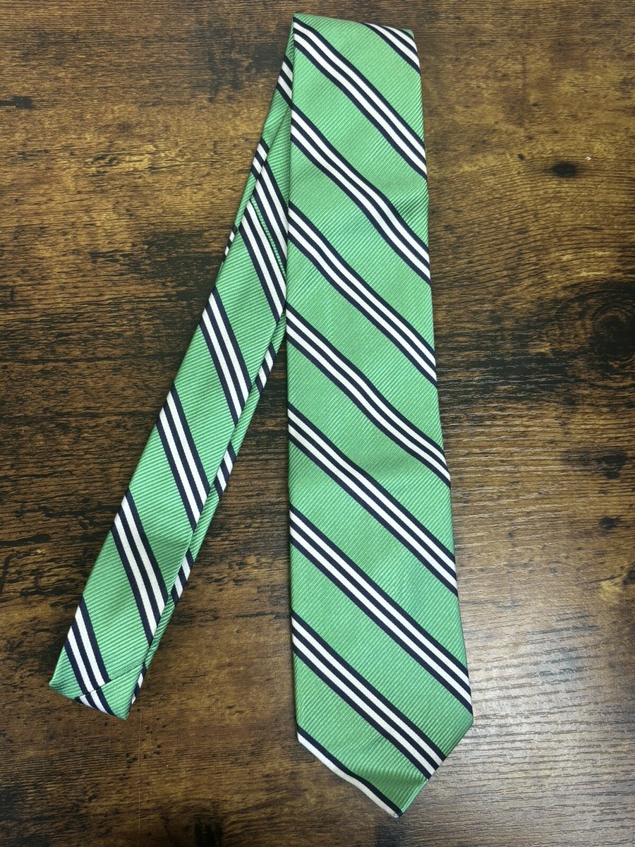 Brooks Brothers Mint Green, Navy & White Striped Tie 100