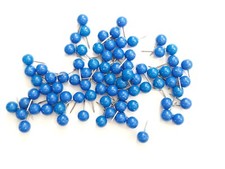 NEW 80 ROUND BLUE PUSH PINS 3/8" DIAMETER MAP PINS