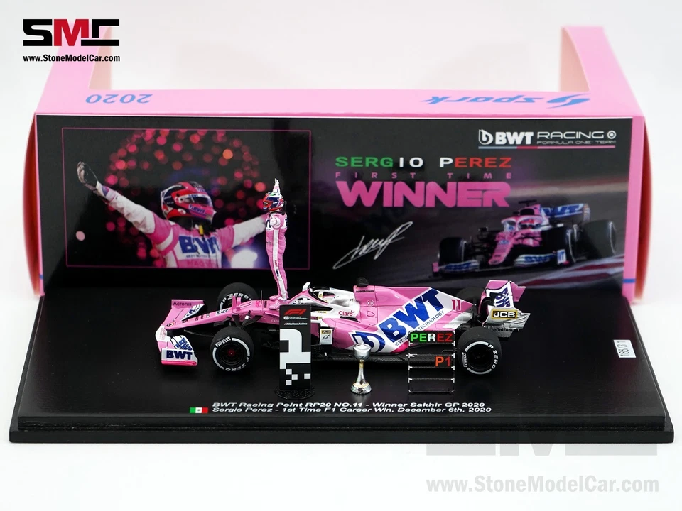 Figura Spark Racing Point F1 RP20 Sergio Pérez Sakhir 2020 primera carrera victoria 1:43 Foto 4 de 4
