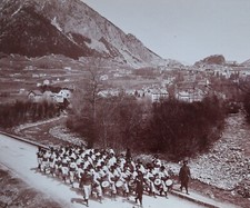c1880 ORIGINAL ALBUMEN PHOTO ALPINE HUNTERS BAND MARCHING CHASSEURS ALPINS