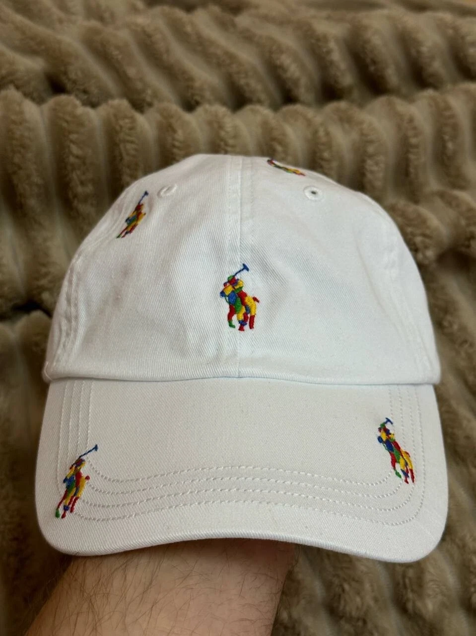 POLO RALPH LAUREN Men's All Over Color Pony Baseball Ball Cap Hat WHITE