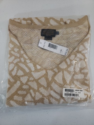 Pendleton women’s Beige white Vest 3X Linen Blend New pullover