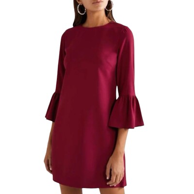Alice + Olivia Sheath Dress 3/4 Sleeve Size 2 Maroon Classy Preppy Minidress