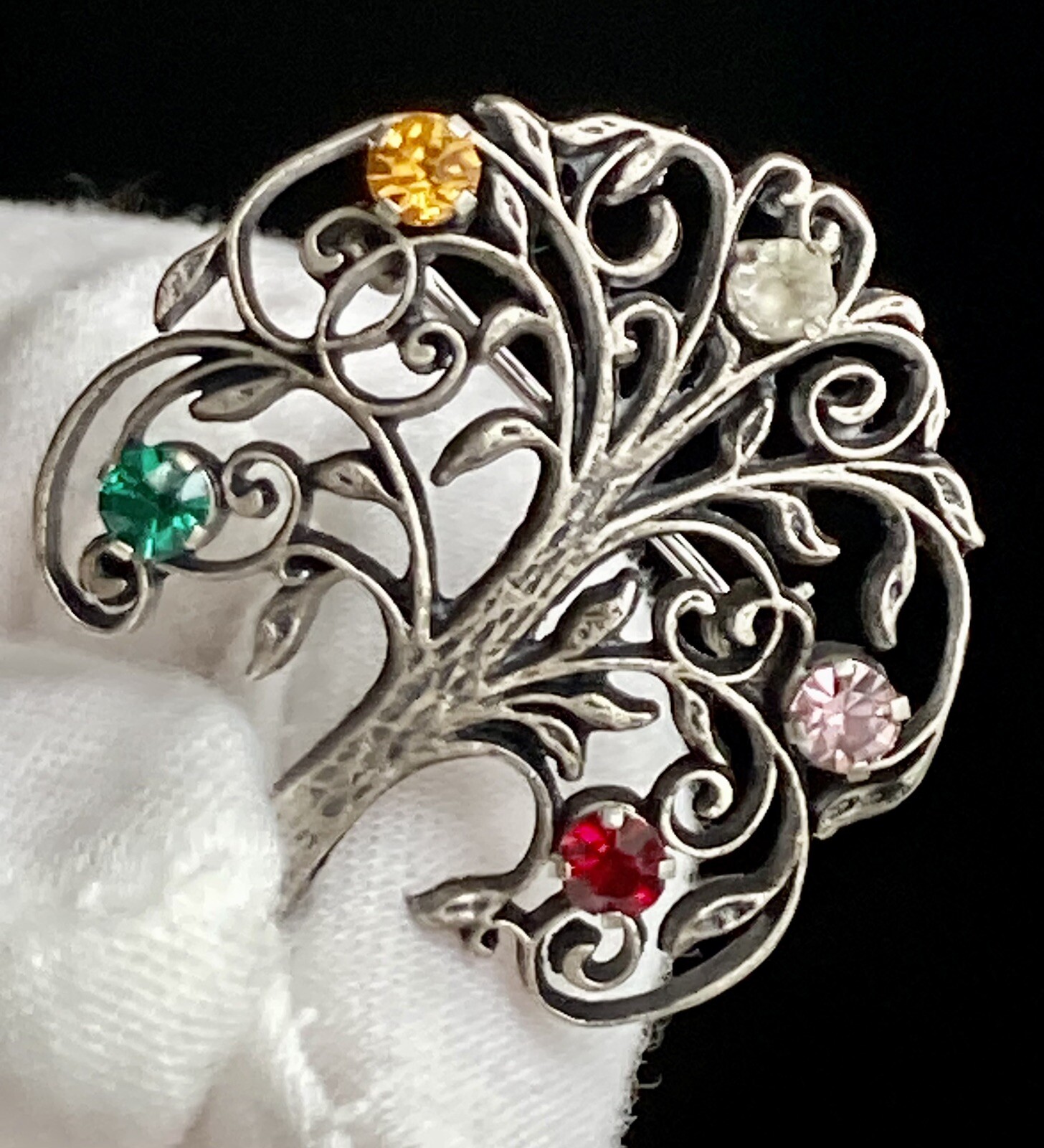 Anson Signed Sterling Silver 925 Multi Color Rhin… - image 14