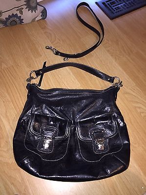 COACH BLACK POPPY LEATHER SWINGPACK HOBO CONVERTIBLE HANDBAG COACH BLACK POPPY LEATHER SWINGPACK HOBO CONVERTIBLE HANDBAG
