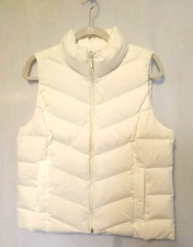Lands' End Puffer Down Vest Full Zip Front 2 Pockets White M/P (10-12) #16800