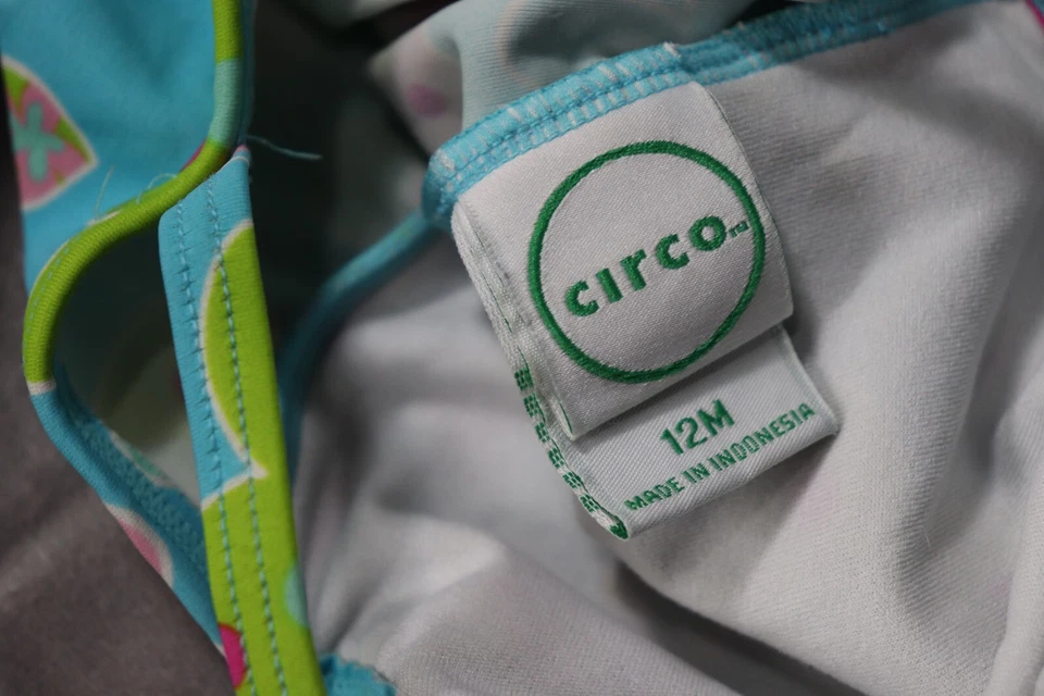 Circo Bebé Niña 12 Meses Azul Traje de Baño Flores Usado en Excelente Condición Foto 3 de 3