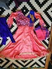 Gorgeous Peach and Blue Party Dress UK 8 Indian, Long Dress, Ethnic, Eid, Asian