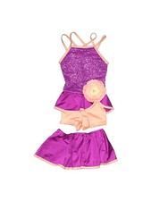 Girl Weissman Hello Song 12454 Purple Peplum Skirt Biketard Dance Costume Sz SC