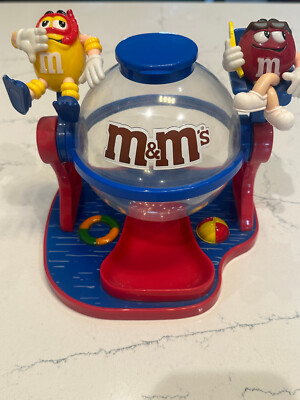 M & M's Candy Dispenser Manual Push Handle ''Make A Splash'' Red & Yellow