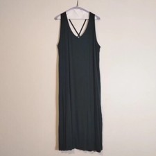 Sejour Women's Size 3X Sleeveless V-neck Open Back Long Dark Blue Dress