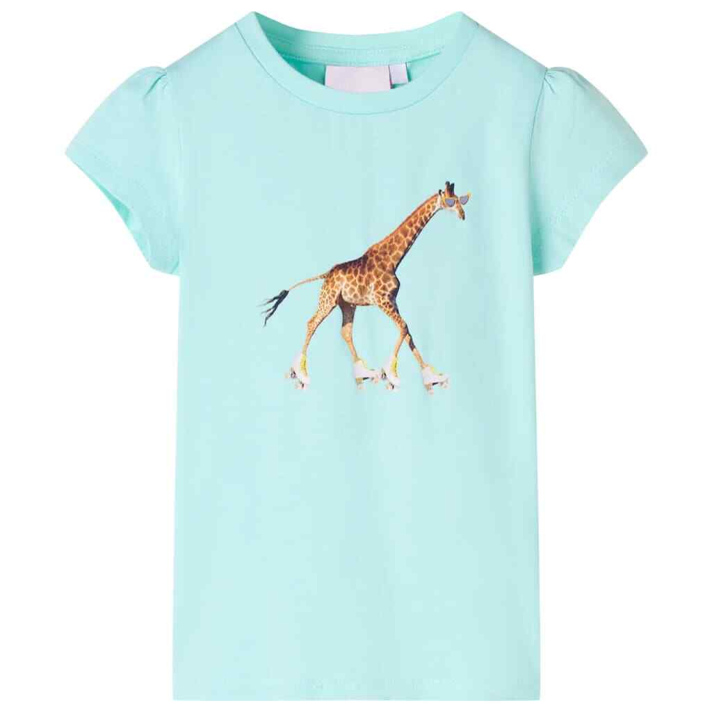 T-Shirt Short Sleeves 's T Shirt Giraffe Print Aqua A9O3 UK