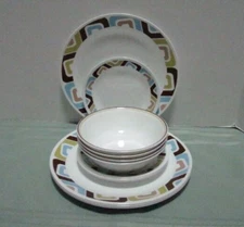 Corelle SQUARED Geometric Dinnerware Plates & Bowls ~12 Pcs. Service for 4