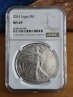 2024 1 Oz .999 Fine Silver American Silver Eagle $1 MS 69 MS69 NGC 1oz 1 Ounce