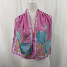 Vintage Veresa by Vera Neumann Long Pink Floral Scarf Very Gently Used 45 X 10