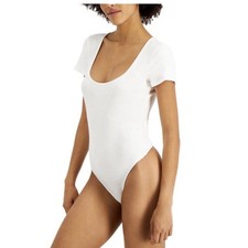 Jenni 2 Pair Women s Ribbed Thong Bodysuit Angel White XXX Large Square Neck