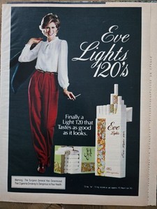 1981 Eve Lights 120's Cigarettes Tastes Good as it Looks Vintage Smoking ad
