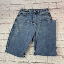 American Eagle Jeans Womens 6 Blue Mom Jean High Rise Distressed Ripped Knee