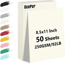 50 Sheets Cream Cardstock Paper, Colored Printer Paper 8.5 X 11, Card Stock Thic