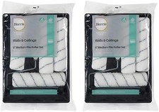 Harris 9 Inch Walls and Ceilings Roller Set Tray 4 Medium Pile Sleeves Pack of 2
