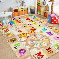 Chicrug Educational Kid Area Rug For Playroom 7X10 Feet Tpr Non Slip Kids