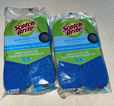 2 Scotch-Brite Non Scratch Dishwand 8 Refills New