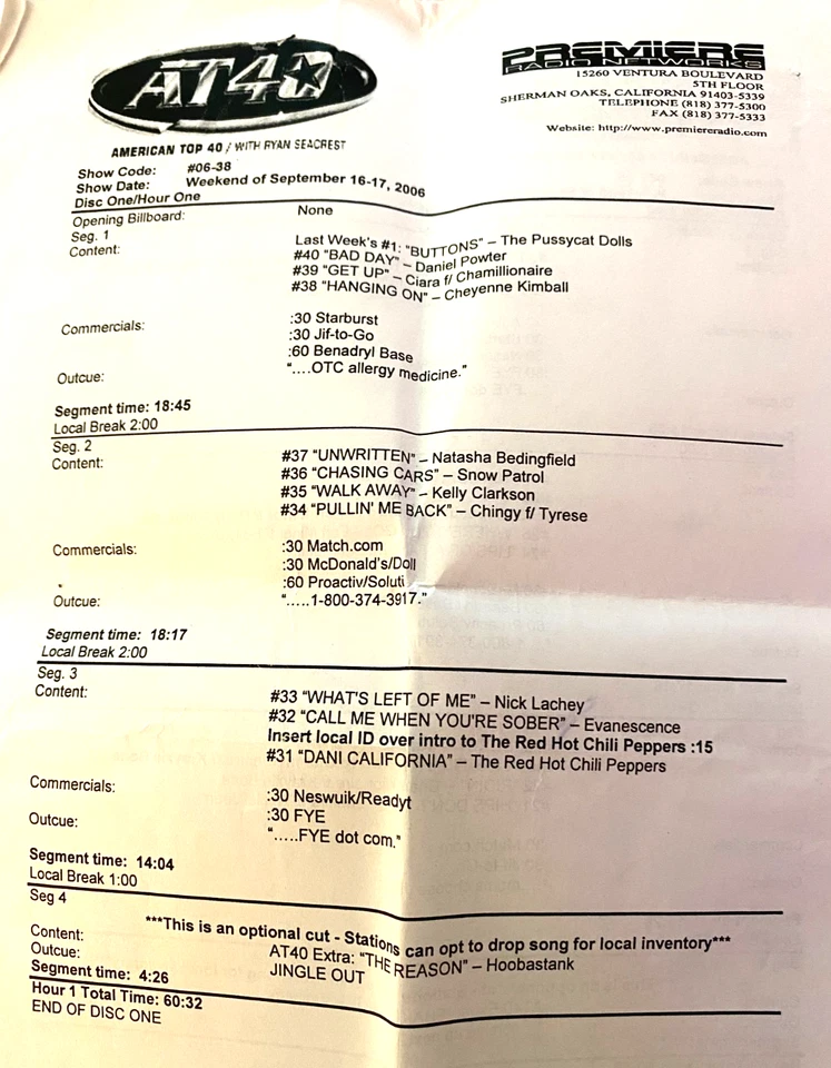 9/16/06 RYAN SEACREST HOSTS AT40: FRAY, PANIC AT DISCO, EMINEM, SNOW PATROL,JOJO - Image 4 of 4