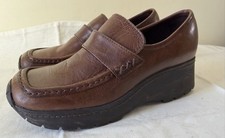 Vintage Steve Madden Gatsby Brown Leather Loafers Chunky Platform 90s Y2K 7