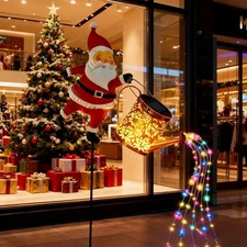 Solar Kettle Santa Christmas Lights Unique Garden Lawn Decorative Outdoor Accent