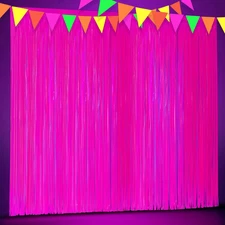 2 Pack Glow in the Dark Party Supplies 3.3 X 6.6 Ft Neon Party Decorations UV Bl