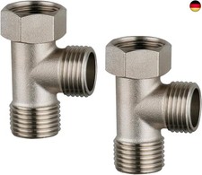 2 Stück 3 Wege Ventil, Eckventil 3/8 1/2 Zoll Adapter T Stück Wasseranschluss V