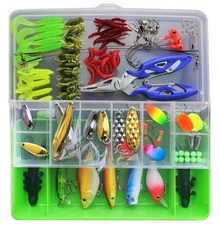101PCS Fishing Lure Kit Lots Tackle Box Crankbaits, Spoons, Poppers, Fishing ...