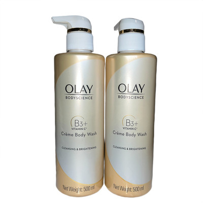 2 Pack Olay BodyScience B3+ Vitamin C Brightening Shower Cream 500ml Each New